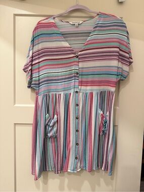 Davi & Dani Pastel Striped Top in Pink, Mint, Lavender and White